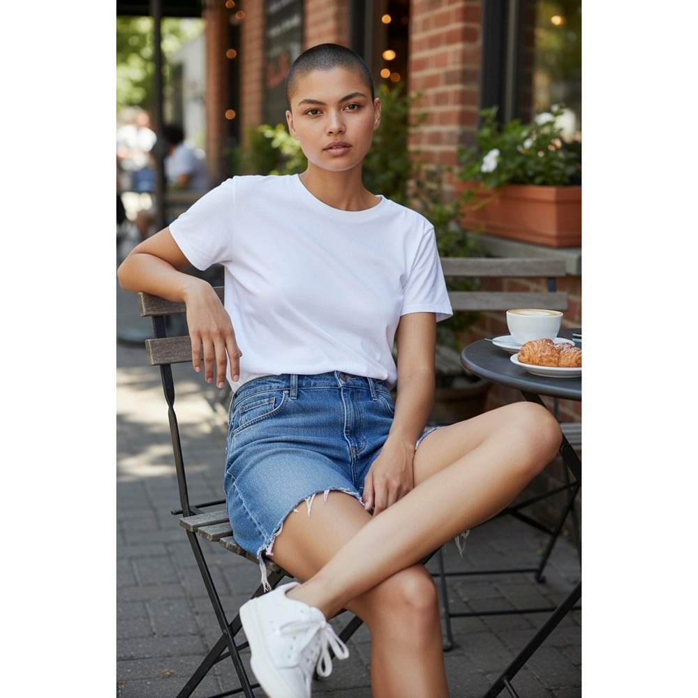 Madewell The Perfect Jean Short 27 Medium Wash High Rise Raw Hem Denim Shorts